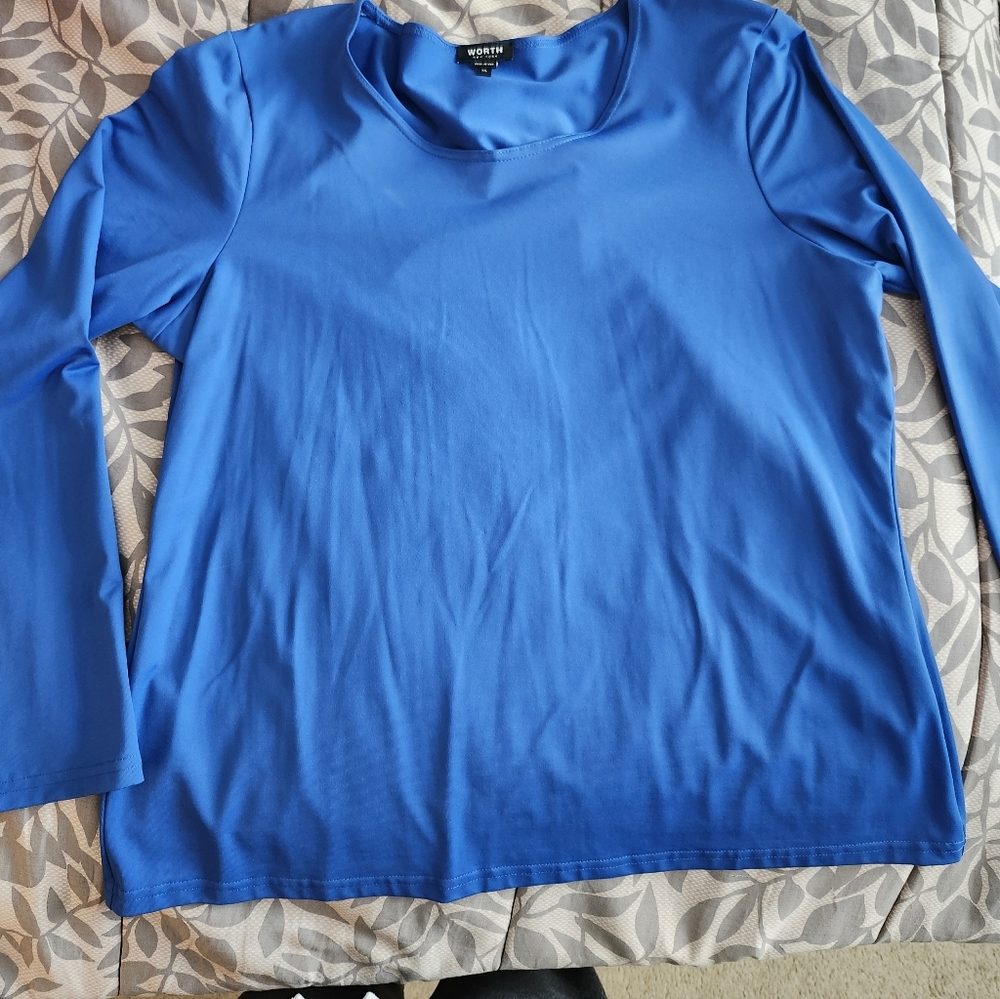 Worth the Label,  blue long sleeve top EUC large